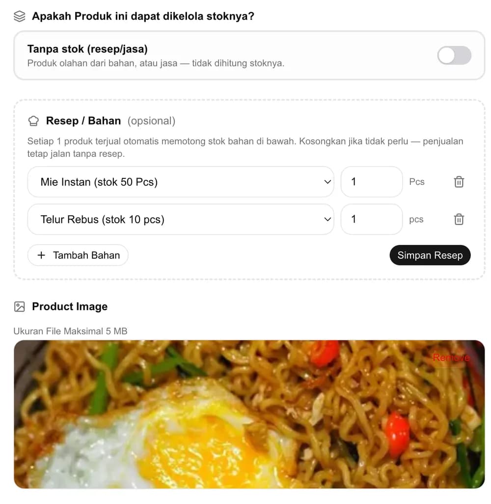 Stok terpotong sendiri, bahkan lewat resep